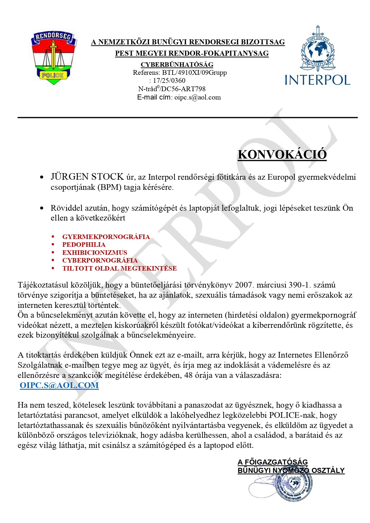 interpol visszaeles